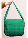 Dark Green Quilted Zipper Large Shoulder Bag