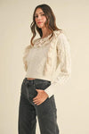 MABLE Ruffled Lace Crochet Sweater