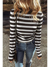 Black Stripe Slim Fit High Neck Knit Sweater