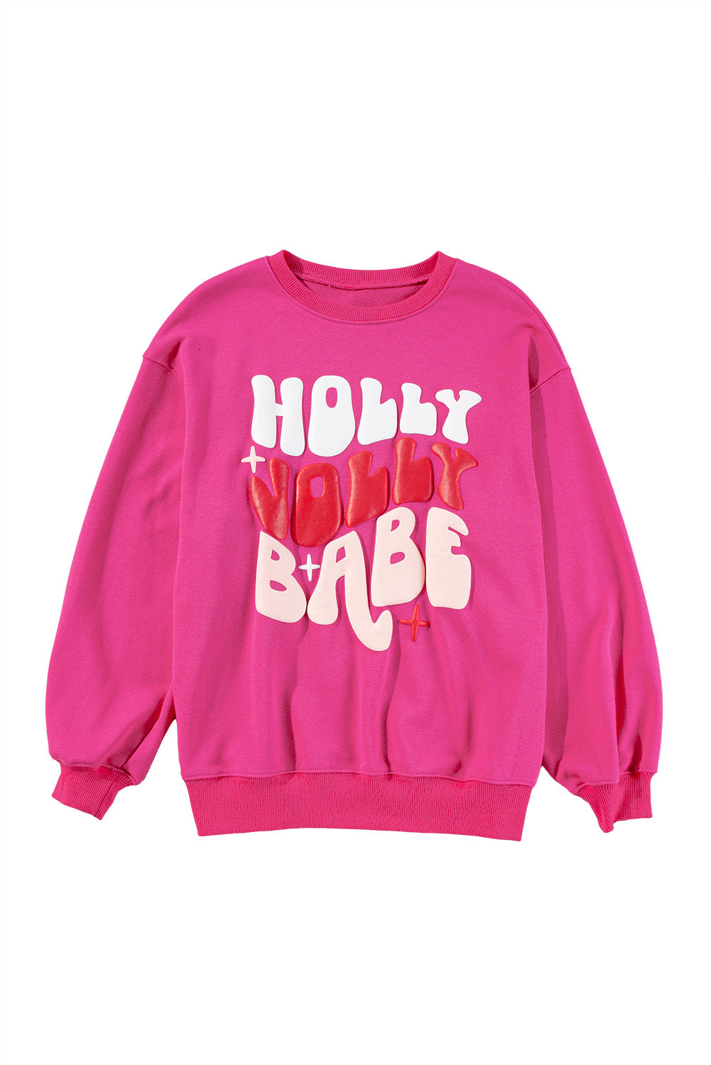 Rose Red Holly Jolly Babe Christmas Oversized Sweatshirt