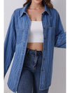 Striped Texture Collared Neck Denim Top