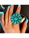 Artificial Turquoise Alloy Flower Ring