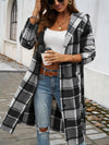 Devine Plaid Long Sleeve Hooded Coat - Cocoa Yacht Club