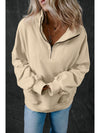 Black Zip-up Stand Neck Kangaroo Pocket Sweatshirt