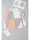 Exposed Seam Color Block Round Neck Top