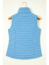 Sky Blue Plush Collared Quilted Zipped Puffer Vest