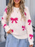 Angel Wings Bow Round Neck Dropped Shoulder Sweater - Cocoa Yacht Club