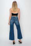 Risen Full Size High Rise Patch Detailed Wide Leg Crop Jeans - Cocoa Yacht Club