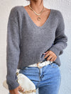 Crisscross V-Neck Long Sleeve Sweater - Cocoa Yacht Club