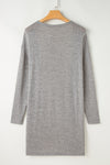 Grey Solid Color Open Front Lightweight Cardigan