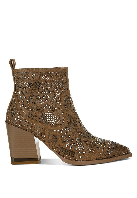 Omishi Stud Embellished Ankle Boots