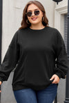 Apricot Loose Patchwork Crewneck Plus Size Sweatshirt