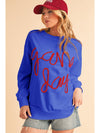 Dark Blue Tinsel Game Day Drop Shoulder Sweatshirt