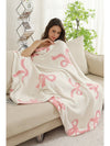 Rose Red 127*152cm Bow Printed Cozy Soft Throw Blanket