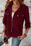 Dusk Blue Collar Tab Sleeve Zip Up Jacket - Cocoa Yacht Club