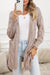 Apricot Ribbed Trim Hollow Knit Side Slits Cardigan