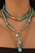 Gold Irregular Turquoise Beads Multi Layer Chain Necklace