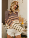 BiBi Color Block Striped Long Sleeve Sweater