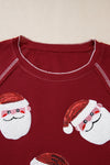 Red Sequin Santa Claus Graphic Patch Application Sweatshirt
