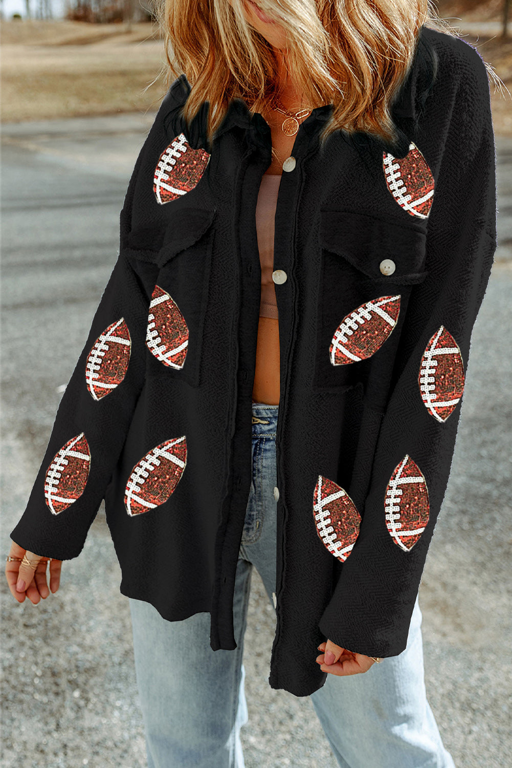 Black Fleece Baseball Graphic Buttoned Front Shacket