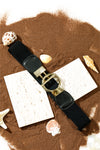 Black Fashion Elastic Buckle Waist Belt