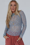 Ashleigh Blue Sheer Floral Lace Long Sleeve Slim Fit Top