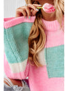 Color Block Round Neck Drop Shoulder Sweater