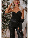 Bow Sequin Wide Leg Jumpsuit