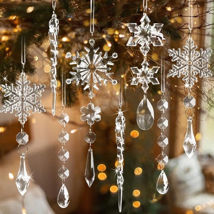 18pcs Crystal Christmas Ornaments