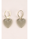 Black Checkered Heart Shape Hoop Dangle Earrings