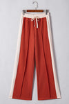 Drawstring Contrast Wide Leg Pants