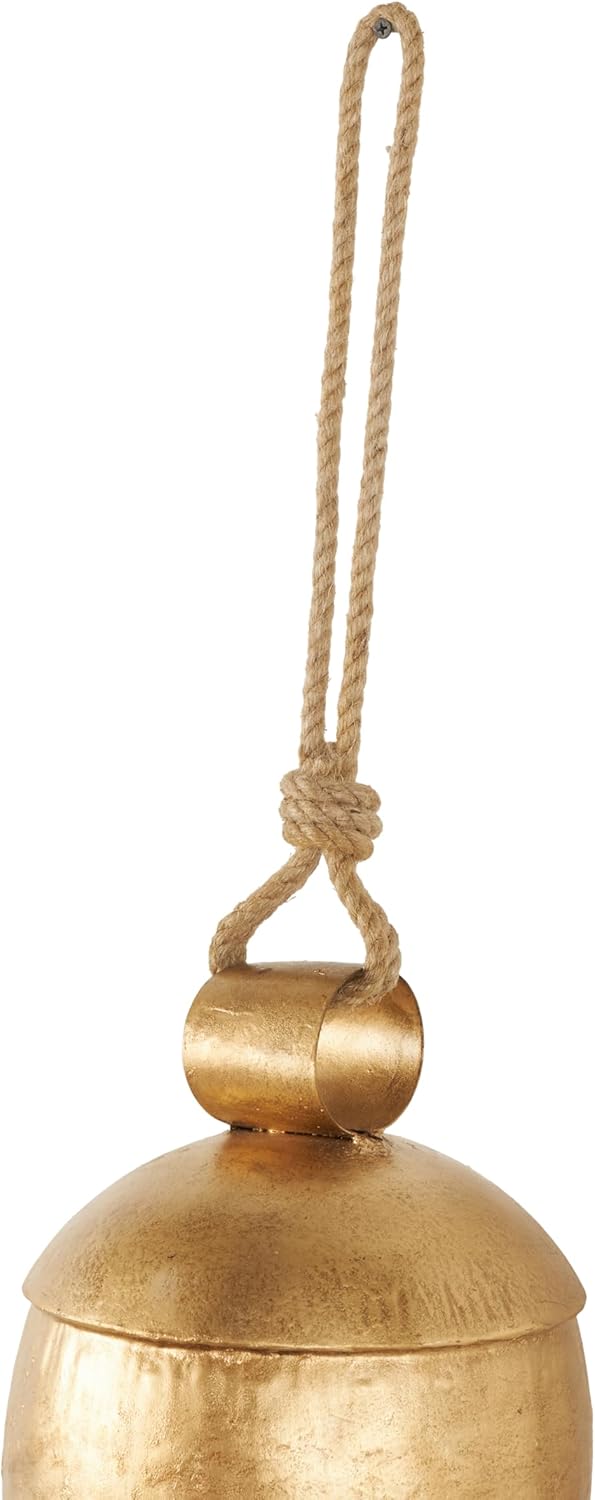 Deco 79 Gold Metal Tibetan Inspired Decorative Giant XL Cow Bells