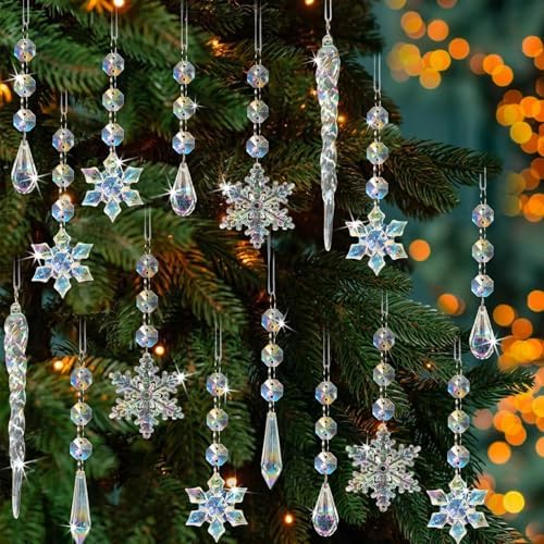 18pcs Christmas Tree Decoration Crystal Ornaments