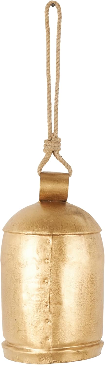 Deco 79 Gold Metal Tibetan Inspired Decorative Giant XL Cow Bells