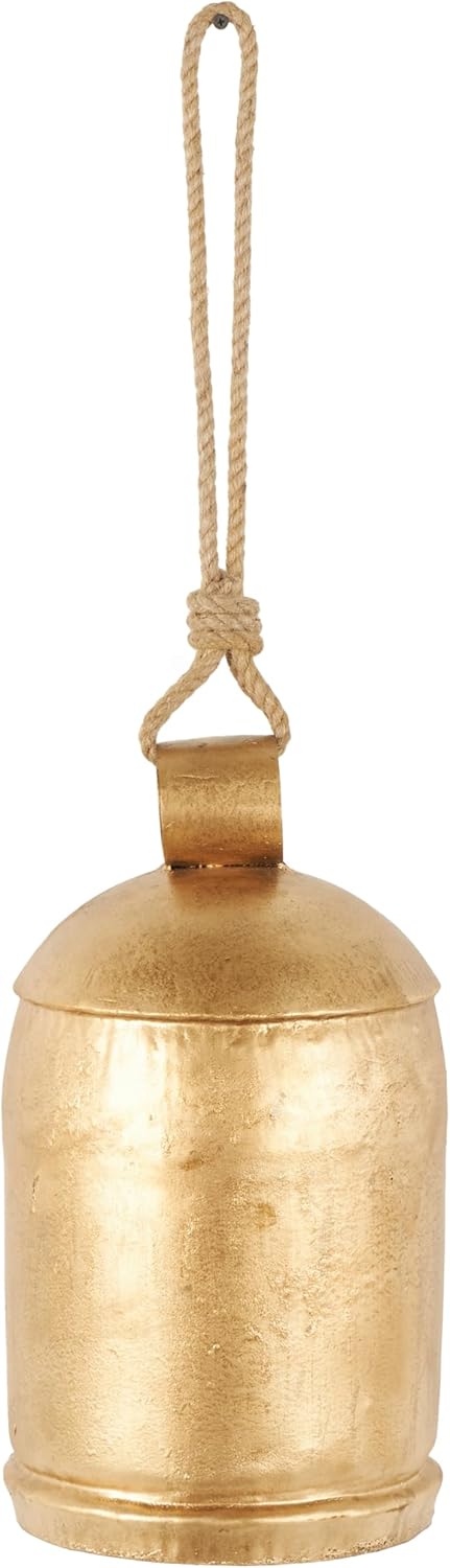Deco 79 Gold Metal Tibetan Inspired Decorative Giant XL Cow Bells
