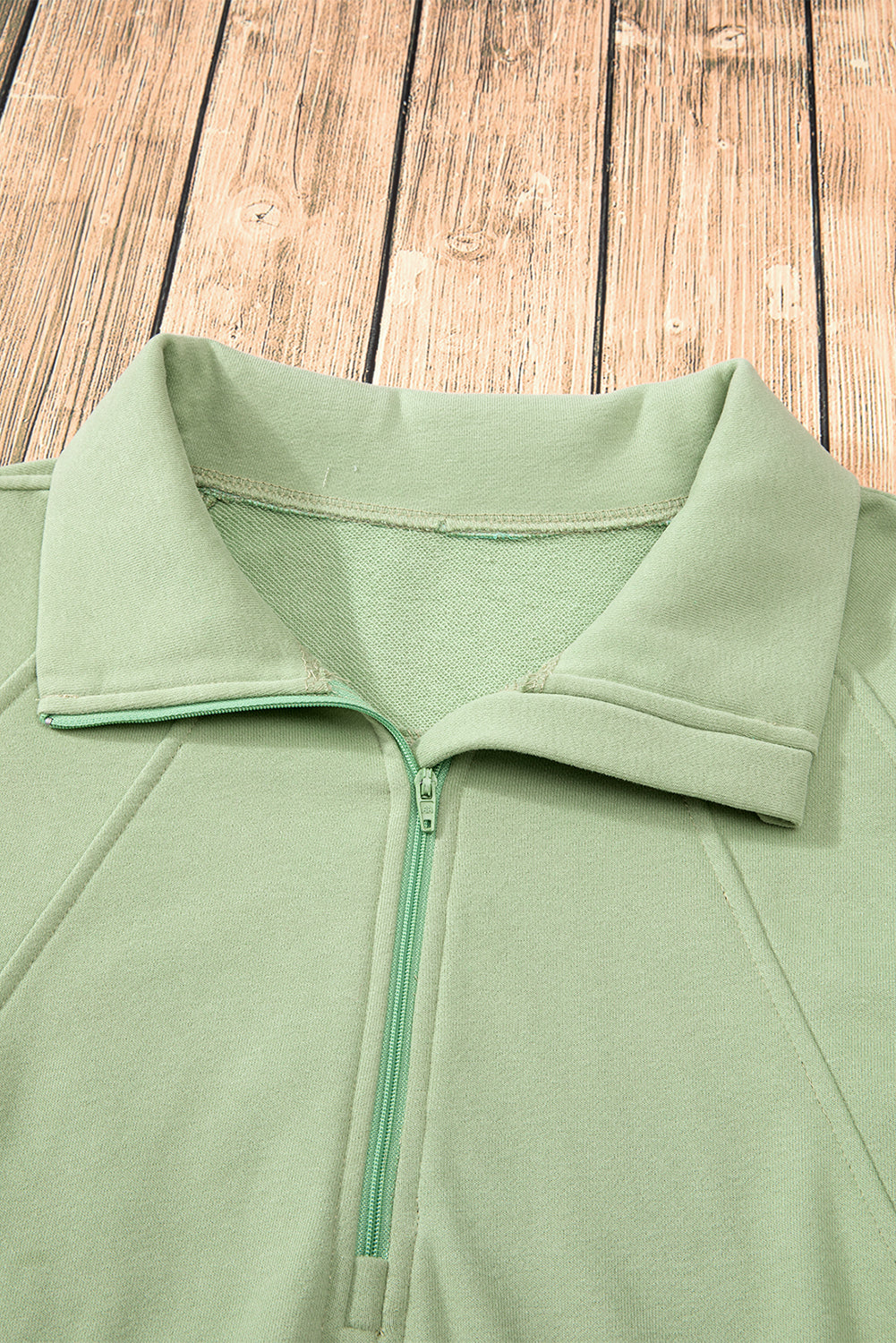 Parchment Quarter Zip Stand Neck Kangaroo Pocket Sweatshirt