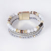 Gold Full Diamond Leather Wide Magnetic Buckle Bracelet