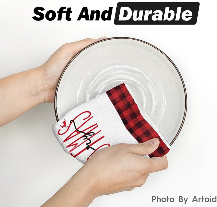 Artoid Mode Red Black Buffalo Plaid Snowman, Set of 4