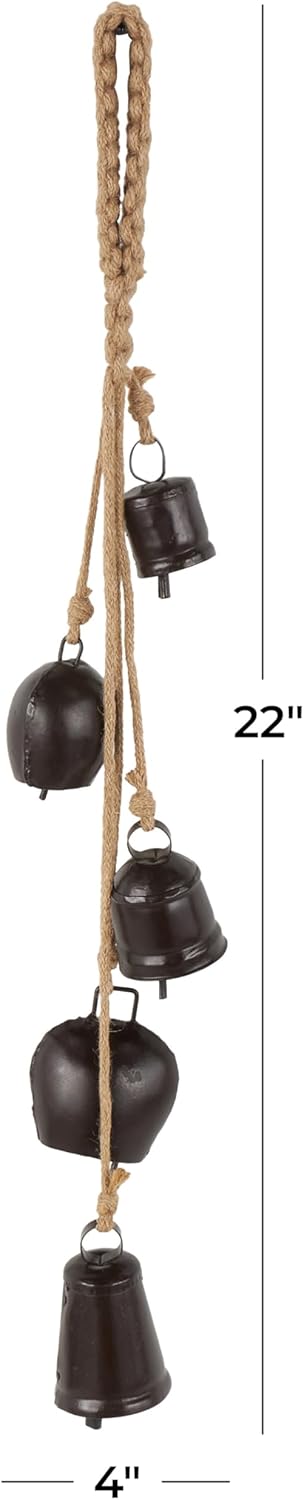 Deco 79 Gold Metal Tibetan Inspired Decorative Giant XL Cow Bells