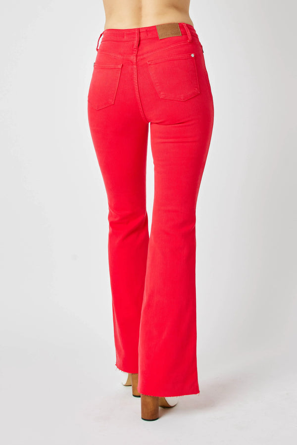 Judy Blue Full Size Hw Tummy Control Garment Dyed Flare Jeans Plus Size
