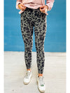 Grey Leopard Print Casual High Waist Leggings