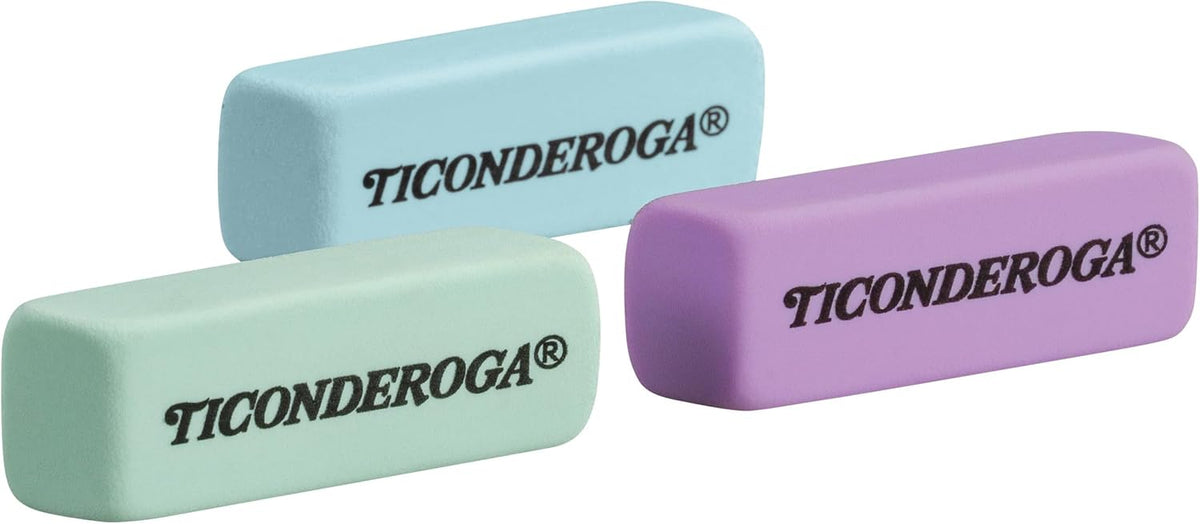 Ticonderoga Wedge Erasers, Pink, 3 Count