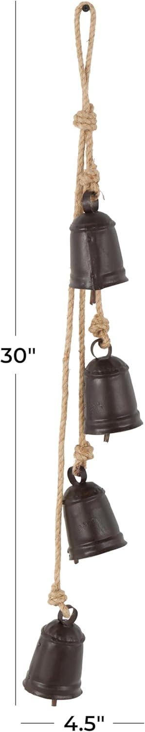 Deco 79 Gold Metal Tibetan Inspired Decorative Giant XL Cow Bells