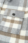 Brown Plaid Print Casual Pocket Shacket