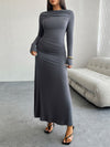 Devine Ruched Long Sleeve Maxi Dress - Cocoa Yacht Club