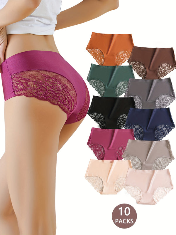 10pcs Women's Luxurious Lace Briefs