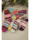 Camel Vintage Geometric Striped Warm Winter Socks