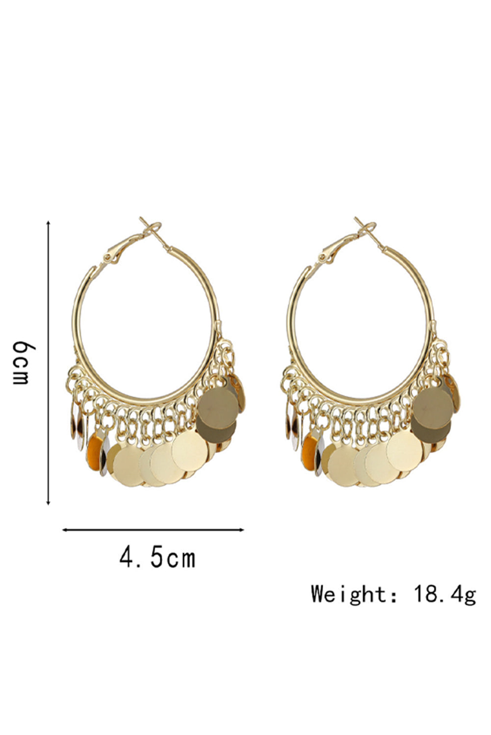 Gold Gorgeous Disc Tasseled Hoop Earrings