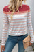 Red Stripe Colorblock Casual Long Sleeve Top