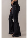 Black High Waist Button Front Flare Jeans